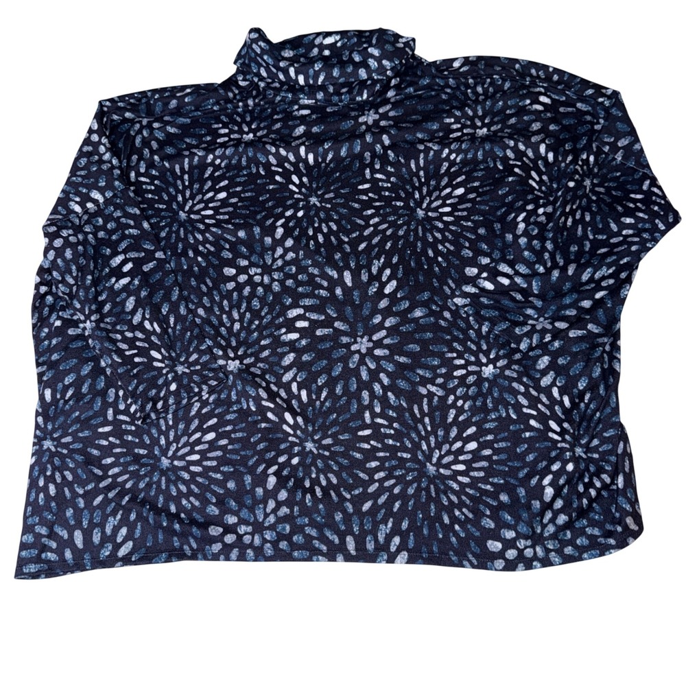 LuLaRoe ELSA BOXY LONG SLEEVE TURTLE NECK Top XL Blue Abstract Sunburst